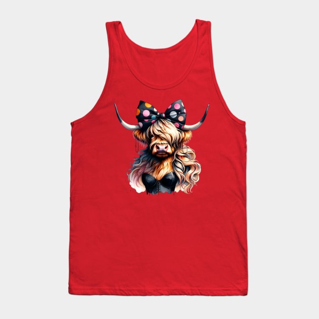 Highland Cow Diva Tank Top by Ebony T-shirts